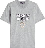 Pearly Queen Embellished Cotton T Shirt 