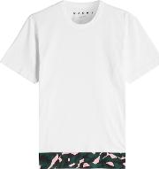 Cotton T Shirt With Printed Hem 