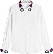 Cotton Shirt With Floral Applique