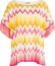 Knit Tunic Top With Fringing