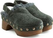 Suede And Shearling Clogs 