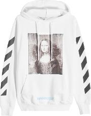 Off White Printed Cotton Hoodie 