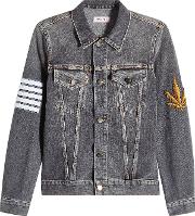 Denim Jacket With Patches And Print