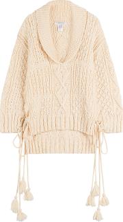 Oversized Knit Pullover With Tassels