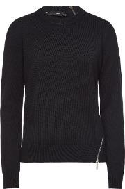 Zipper Trim Pullover With Wool, Silk And Cashmere