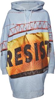 Resist Grunge Printed Cotton Hoody