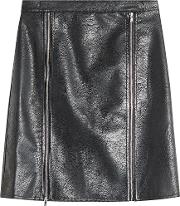Faux Leather Skirt With Zippers