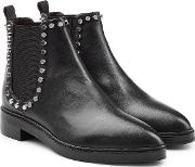Leather Chelsea Boots With Studded Trim