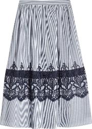 Striped Cotton Skirt With Embroidery