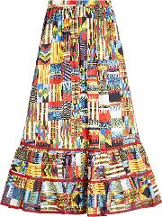 Stella Jean Batik Printed Cotton Skirt 