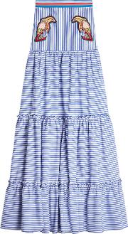 Striped Cotton Maxi Skirt 