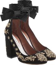 Isabel Embroidered Suede Pumps