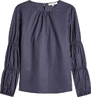 Cotton Blouse With Gathered Sleeves