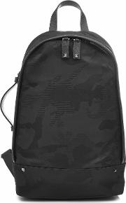 Camouflage Backpack With Leather