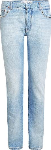 Slim Jeans With Rock Stud Detail