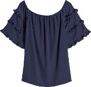 Silk Blouse With Ruffled Sleeves 