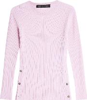 Ribbed Wool Pullover With Buttoned Sides