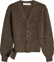 Ribbed Wool Belted Cardigan
