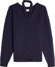 Wool Cardigan With Cut Out Neckline 