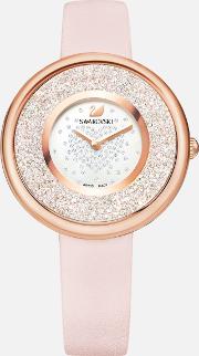 Crystalline Pure Watch, Leather Strap, Pink, Rose Gold Tone Pvd