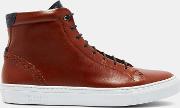 Brogue Detail Leather Hi Top Trainers