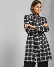 Knee Length Boucle Belted Coat