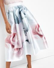 Porcelain Rose Full Midi Skirt Ecru