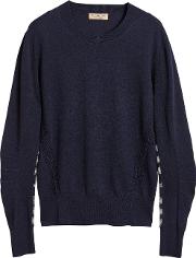 Merino Wool Sweater With Tartan Details 