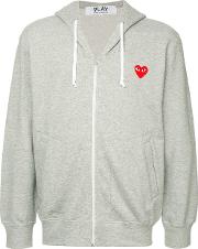 Zipped Hoodie With Red Heart 