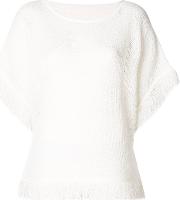 Cotton Blend Sweater With Fringes 