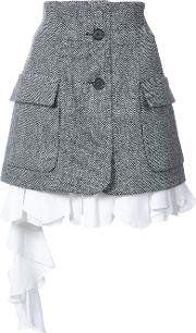 Herringbone Wool Mini Skirt 