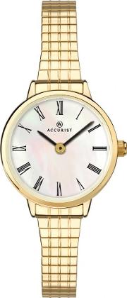 Ladies Gold Plated Mother Of Pearl Expandable Watch 8209