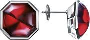 Silver Red Crystal Octagon Stud Earrings 2611982