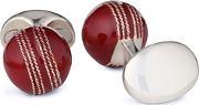 Red Enamel Cricket Ball Cufflinks C1570s08