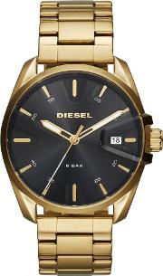 Mens Ms9 Black Dial Gold Plated Bracelet Watch Dz1865