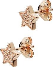 Rose Gold Plated Clear Cubic Zirconia Star Stud Earrings Eg3365221