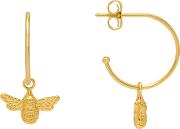 Gold Plated Bee Drop Hoop Earrings Eb3488
