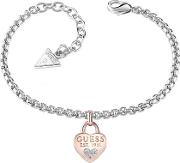 Ladies All About Shine Two Tone Heart Padlock Bracelet Ubb82105 L