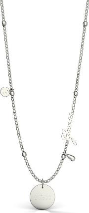 Peony Art Stainless Steel Charm Necklace Ubn29101