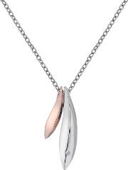 Silver And Rose Gold Plated Leaf Pendant Dp609