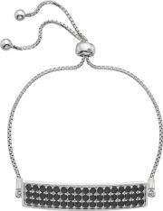 Silver Black Cubic Zirconia Triple Row Bracelet Dl512