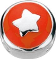 Silver Orange And Blue Round Enamel Star Bead 7954me