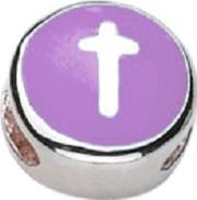 Silver Purple Pink Initial T Bead 7950met