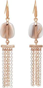 ladies bassa rose gold plated agate multi chain earrings 5i1095 219000