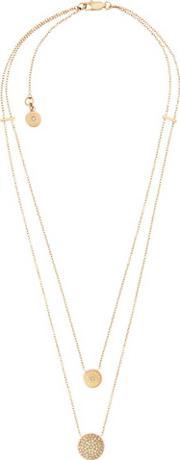 ladies brilliance gold plated pave double pendant necklace mkj5516710