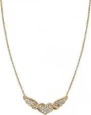 Angel Gold Plated Sparkling Flying Heart Necklace 145383012