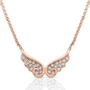 Angel Rose Gold Plated Sparkling Double Wing Necklace 145322011