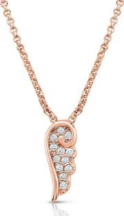 Angel Rose Gold Plated Sparkling Wing Necklace 145321011