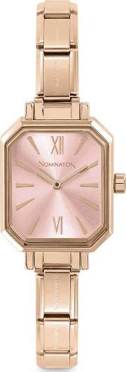 Classic Paris Rose Rectangular Dial Rose Gold Tone Bracelet Watch 076031014