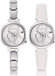 Ladies Classic Time White Flower Dial Watch 076000013
